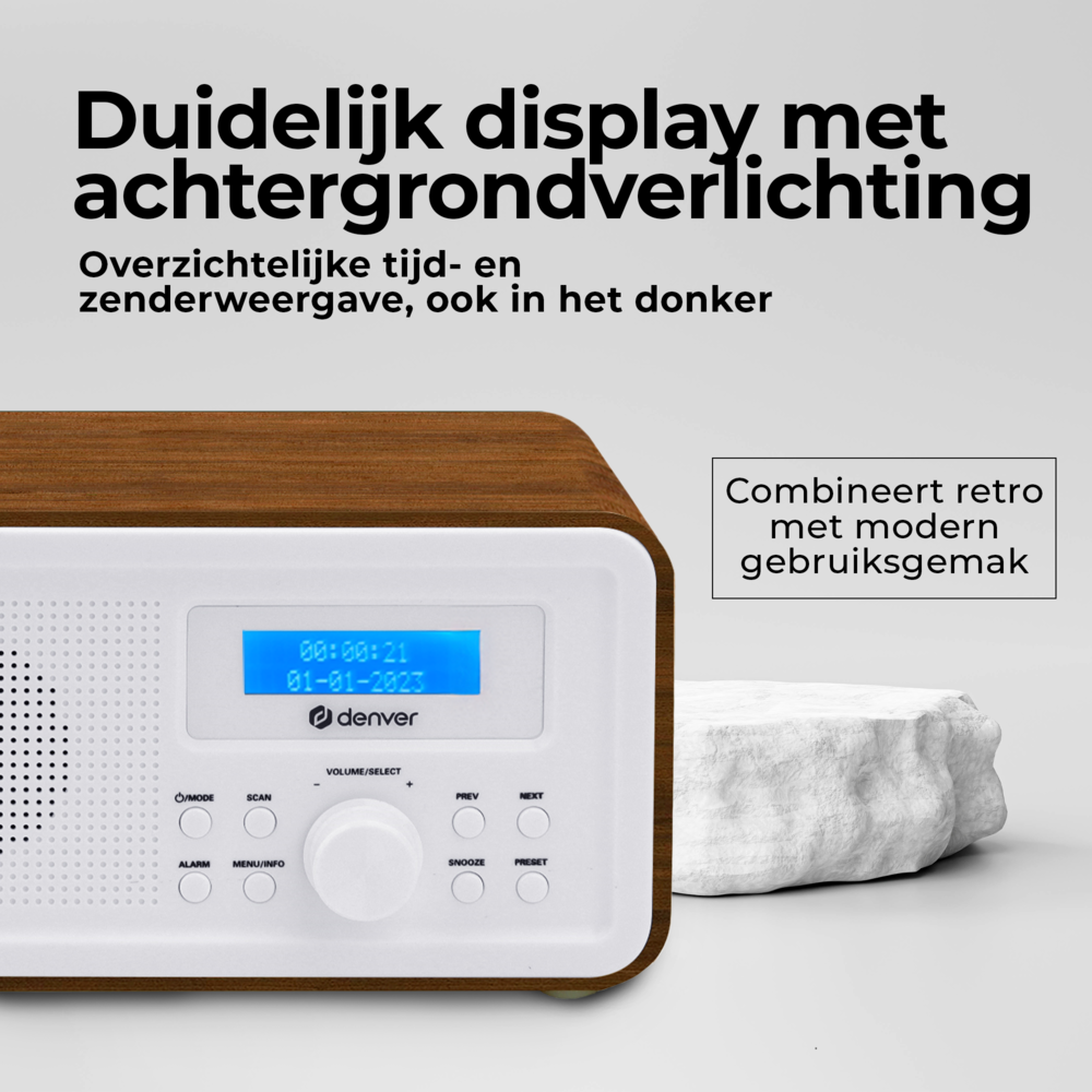 Denver DAB30 DAB+/FM Radio - Darkwood