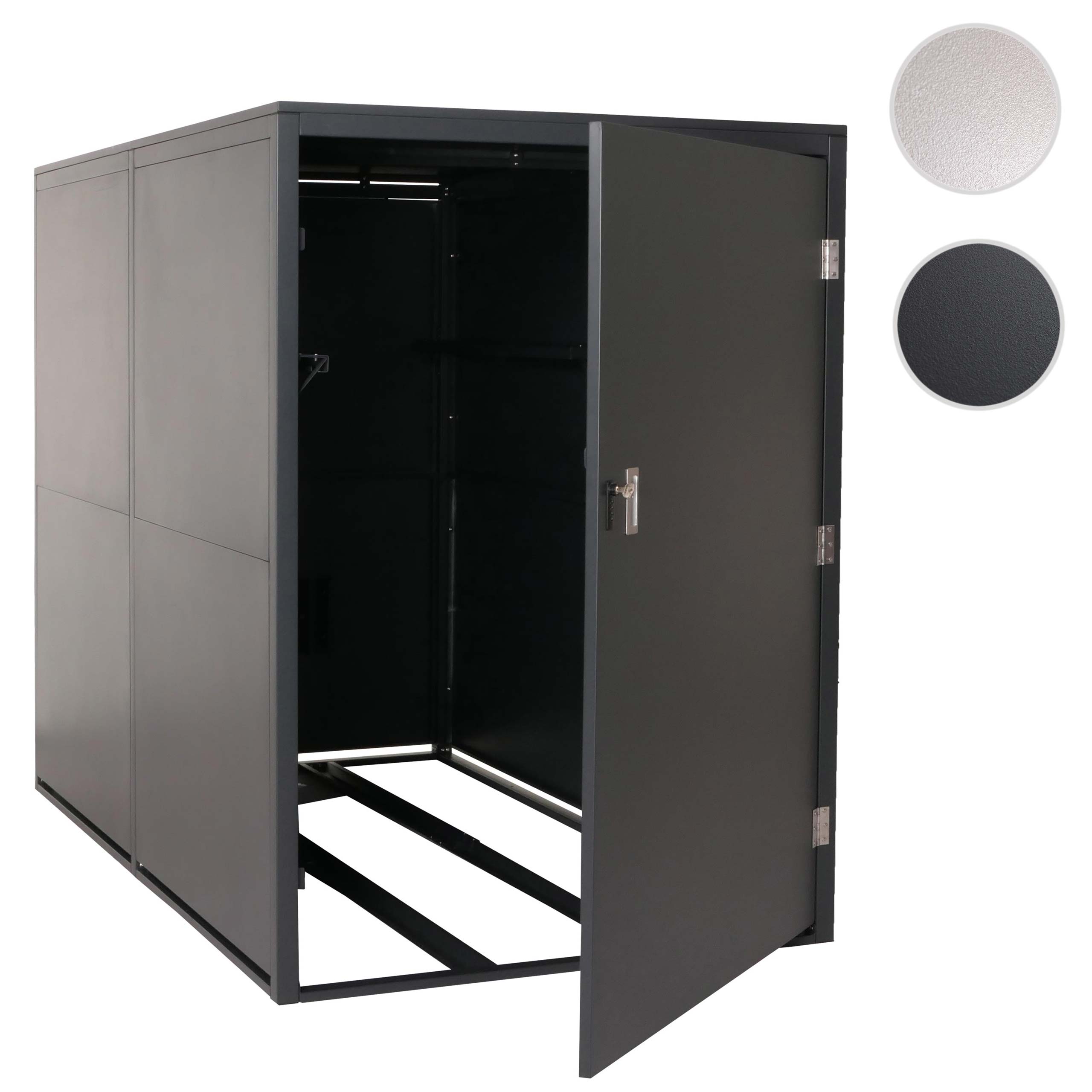 2er-Fahrradgarage MCW-L56c, Gerätehaus Fahrradbox mit Ablage, abschließbar Metall 160x113x209cm ~ anthrazit