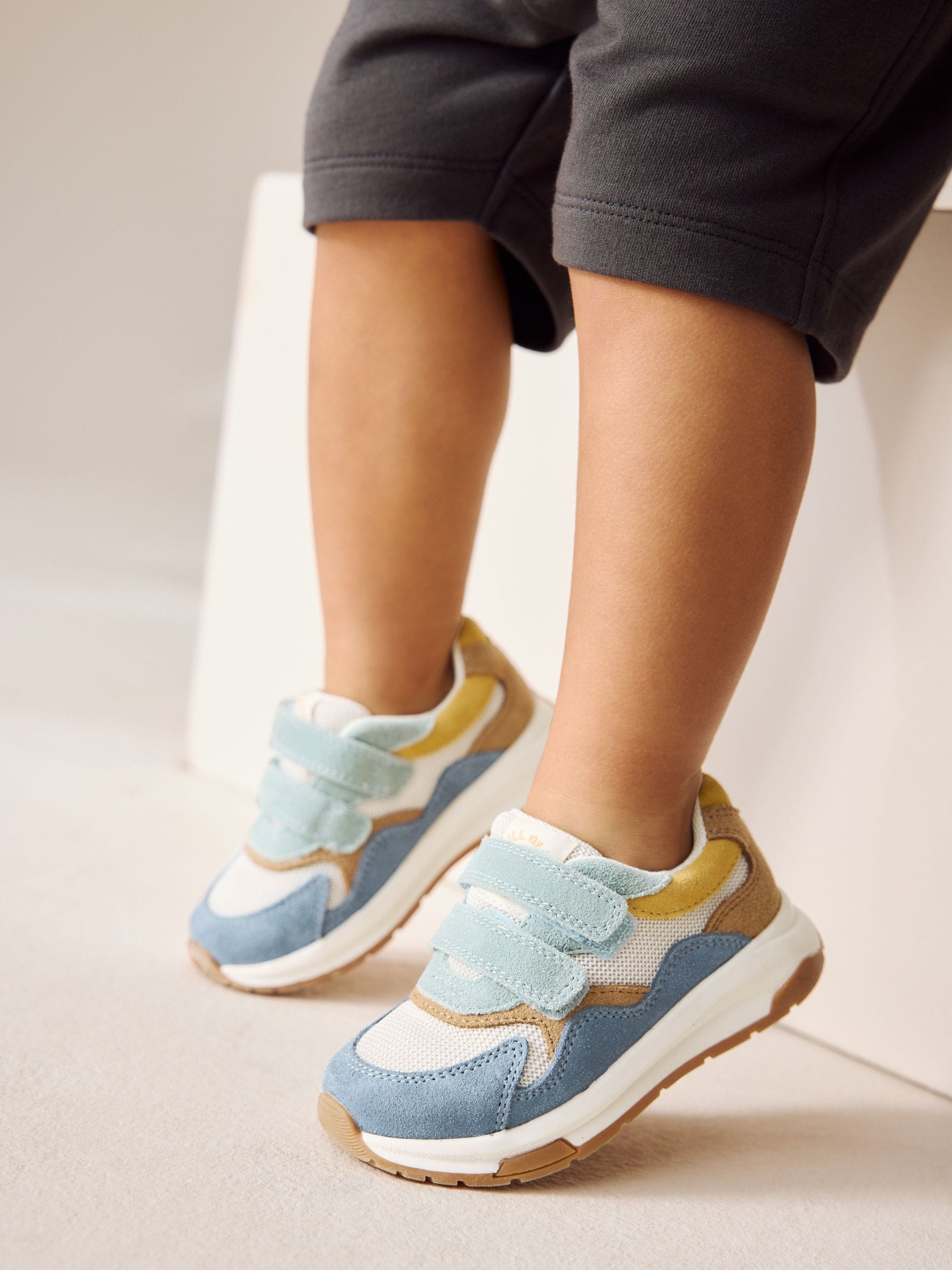 Blauw meerkleurig - Suède Trainers met Touch Fastening