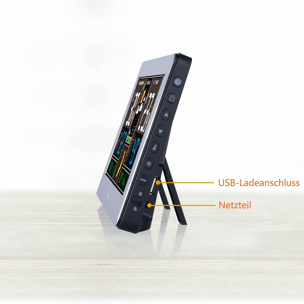 Wireless Wetterstation Wecker Digital Thermometer Indoor / Outdoor Touchscreen   Aussensensor - Silber