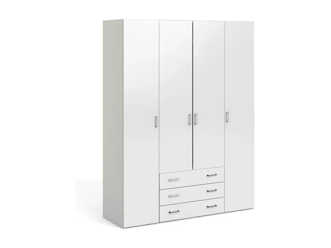 Grande Garde-robe Dseren, Meubles de chambre, Penderie de plain-pied, Placard à vêtements, 154x50 h200 cm, Blanc brillant