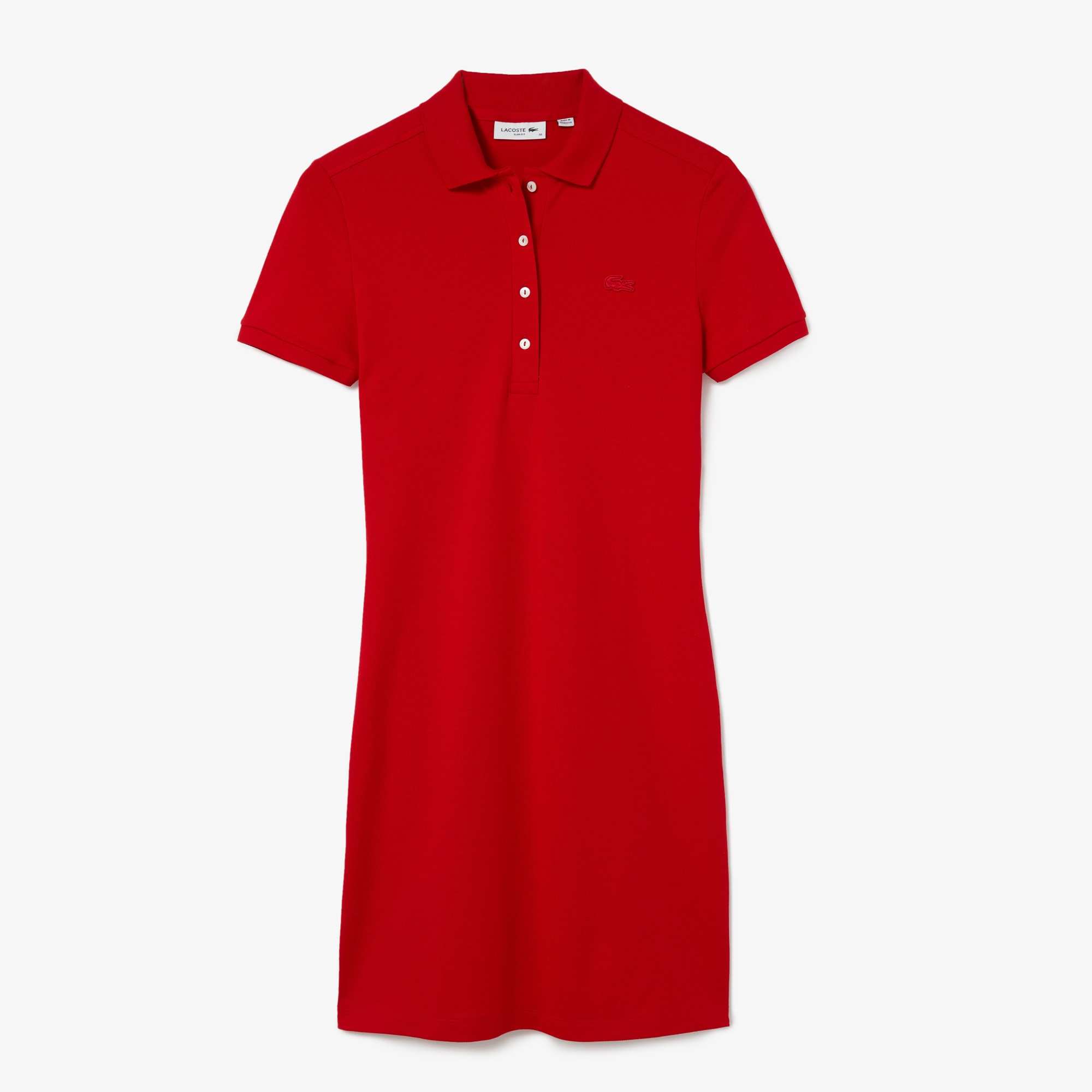 Robe polo en piqué de coton stretch Robes & Jupes - Rouge - Lacoste - Femme