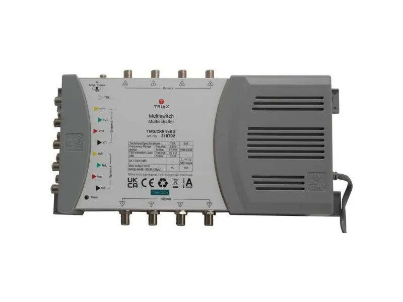 Triax TMS/CKR 9x8 S, 5 inputs, 8 outputs, 5 - 862 Mhz, 950 - 2200 Mhz, 10 dB, 10 dB