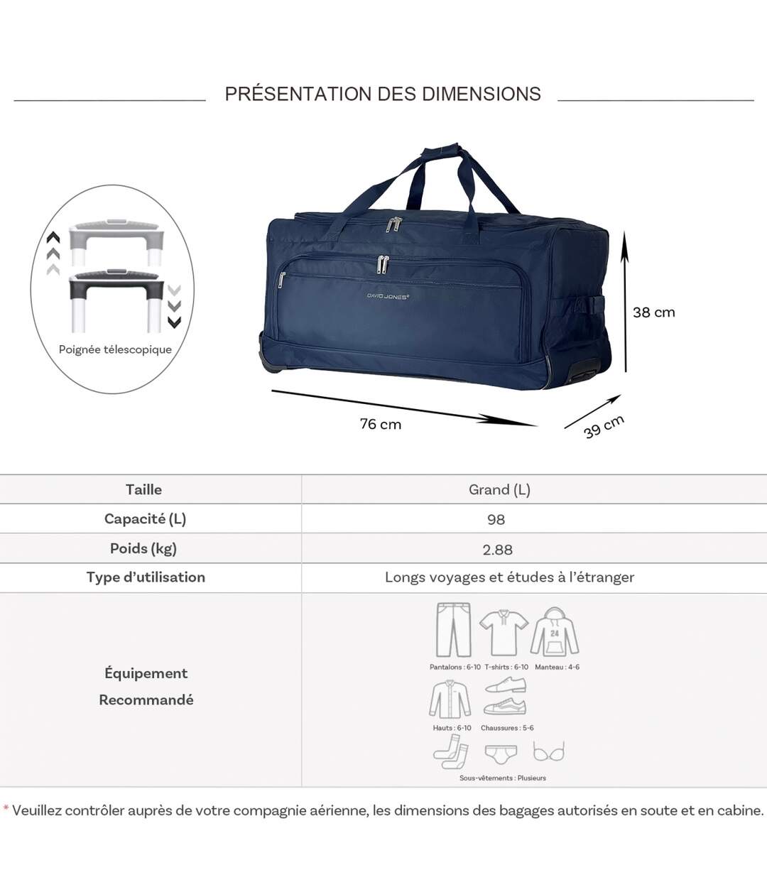 Sac de voyage David Jones - ba60441l