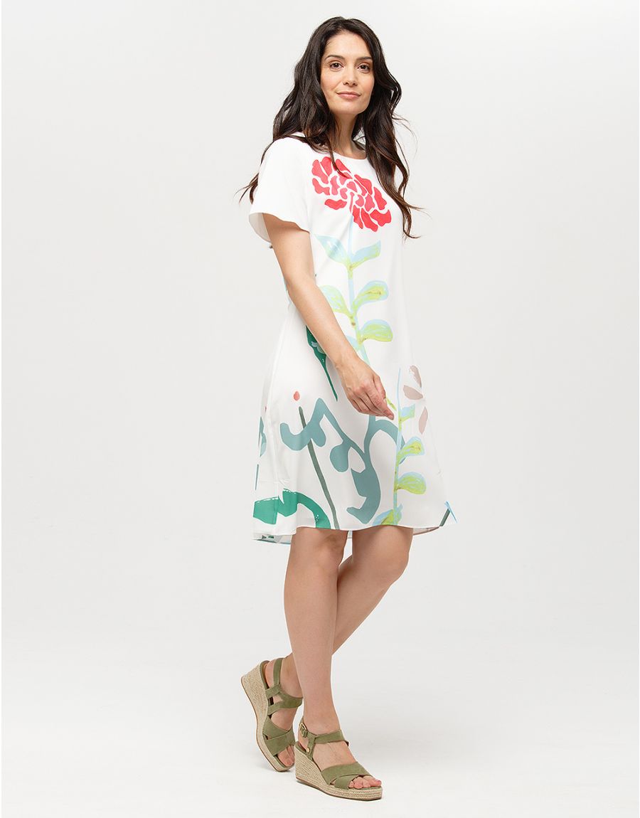 Robe chic écru imprimée