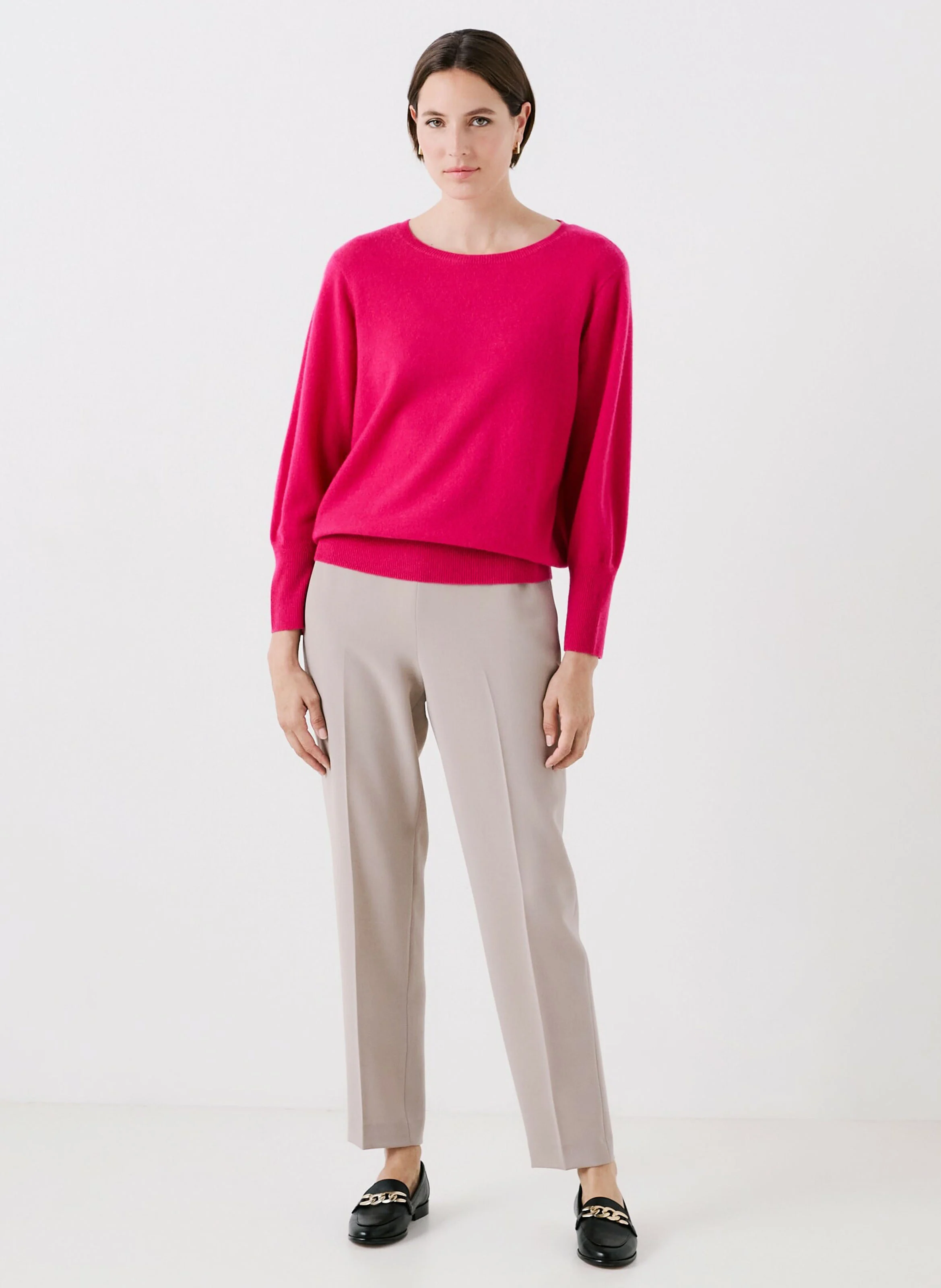 MCHELSEA - Pull droit col rond en cachemire | Rose