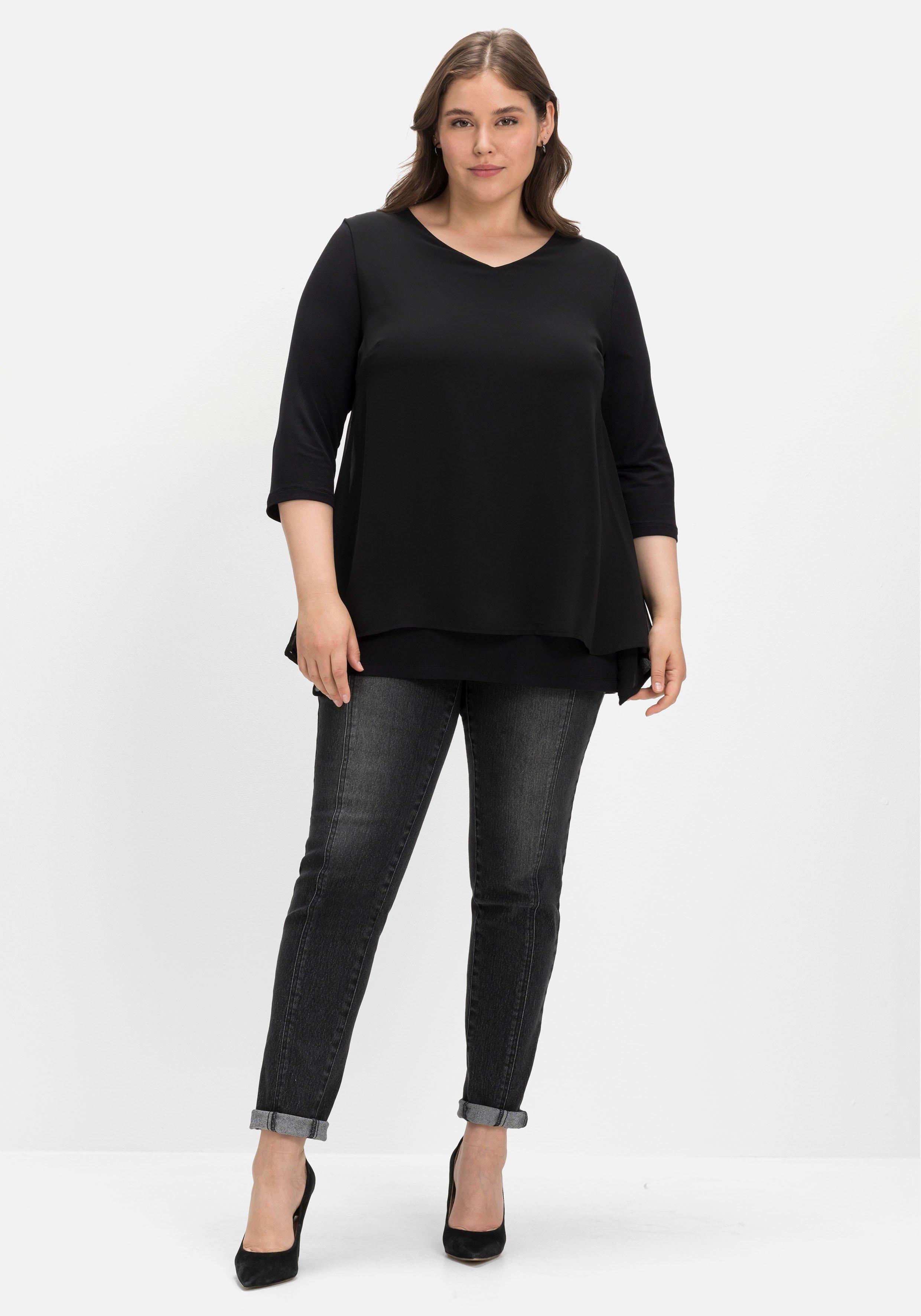 Blusenshirt mit Chiffon, doppellagig