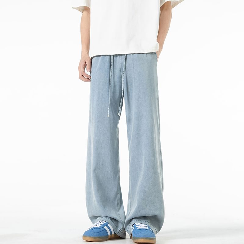 Priam - High Waist Washed Wide Leg Jeans