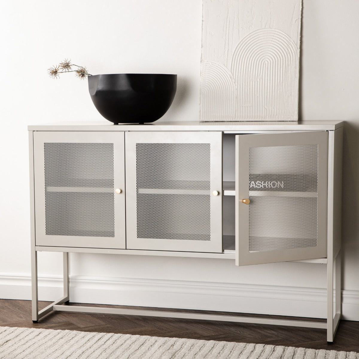 FjÃ´rd - Dressoir Beige 120cm - Staal - Malla