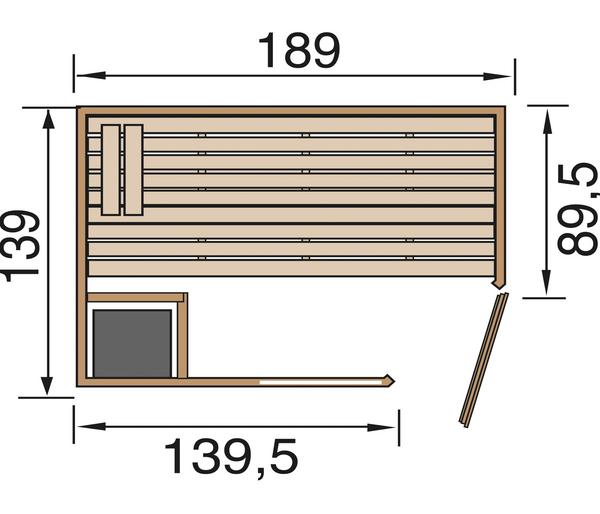 Weka Ecksauna Valida mit Glastür und Fenster