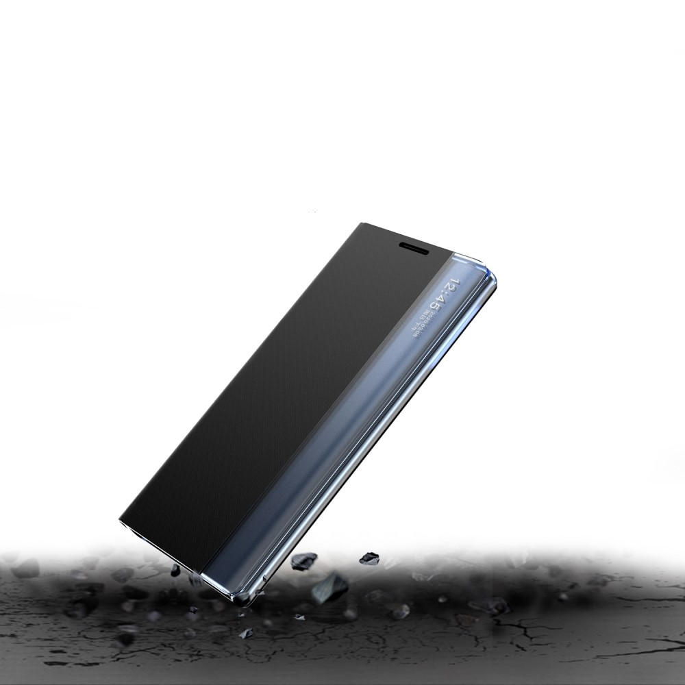 Samsung Galaxy S22 5G Stoff Tasche Smart View Flip Cover - Schwarz