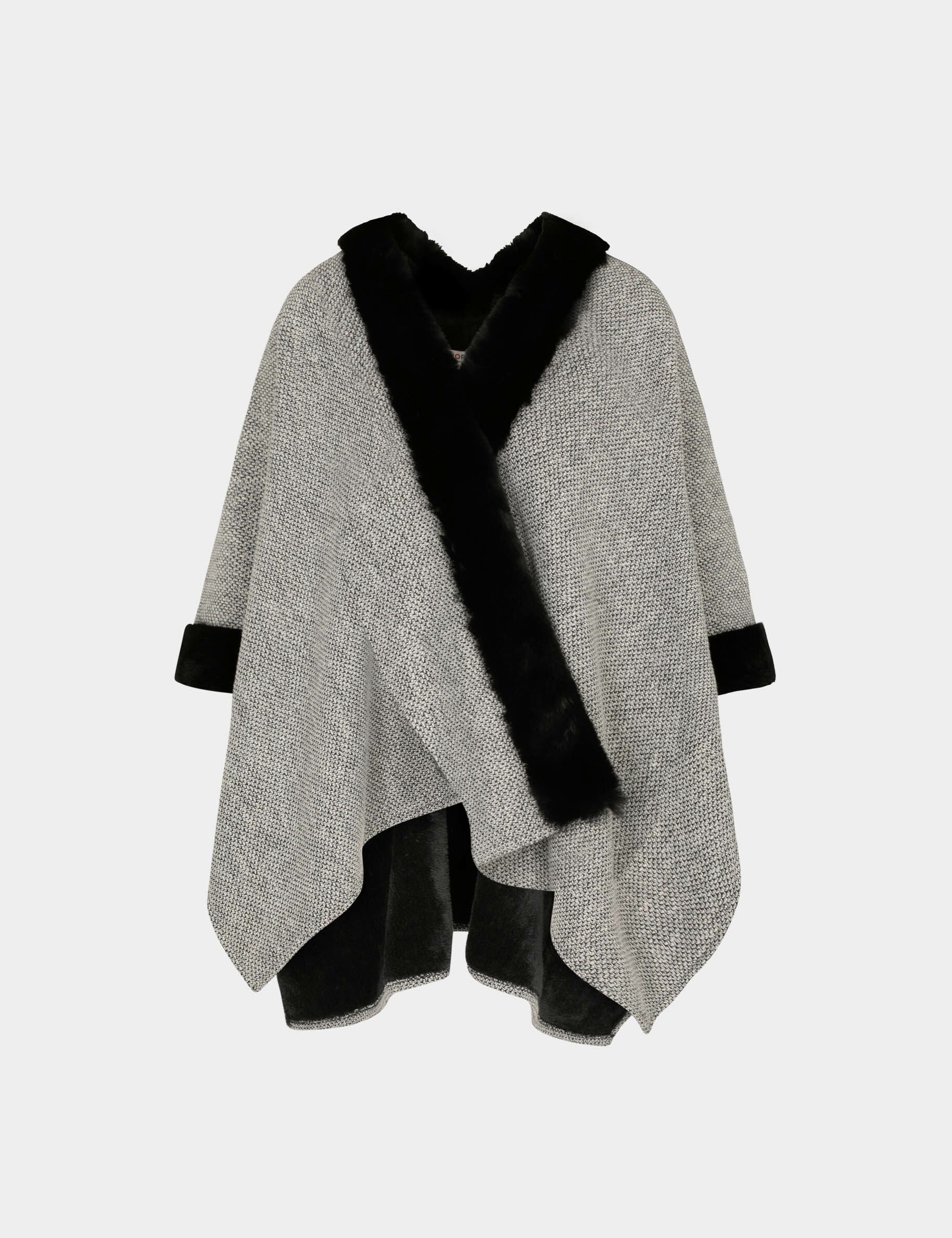 Cape avec détails imitation fourrure ecru femme - ecru