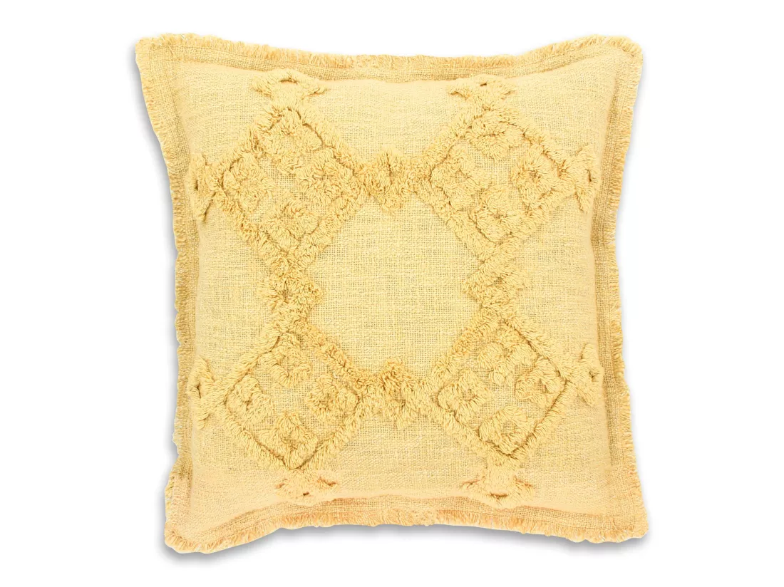 Now's Home - Coussin En Coton Tisse Frange Jaune Mimosa 45x45cm Candido