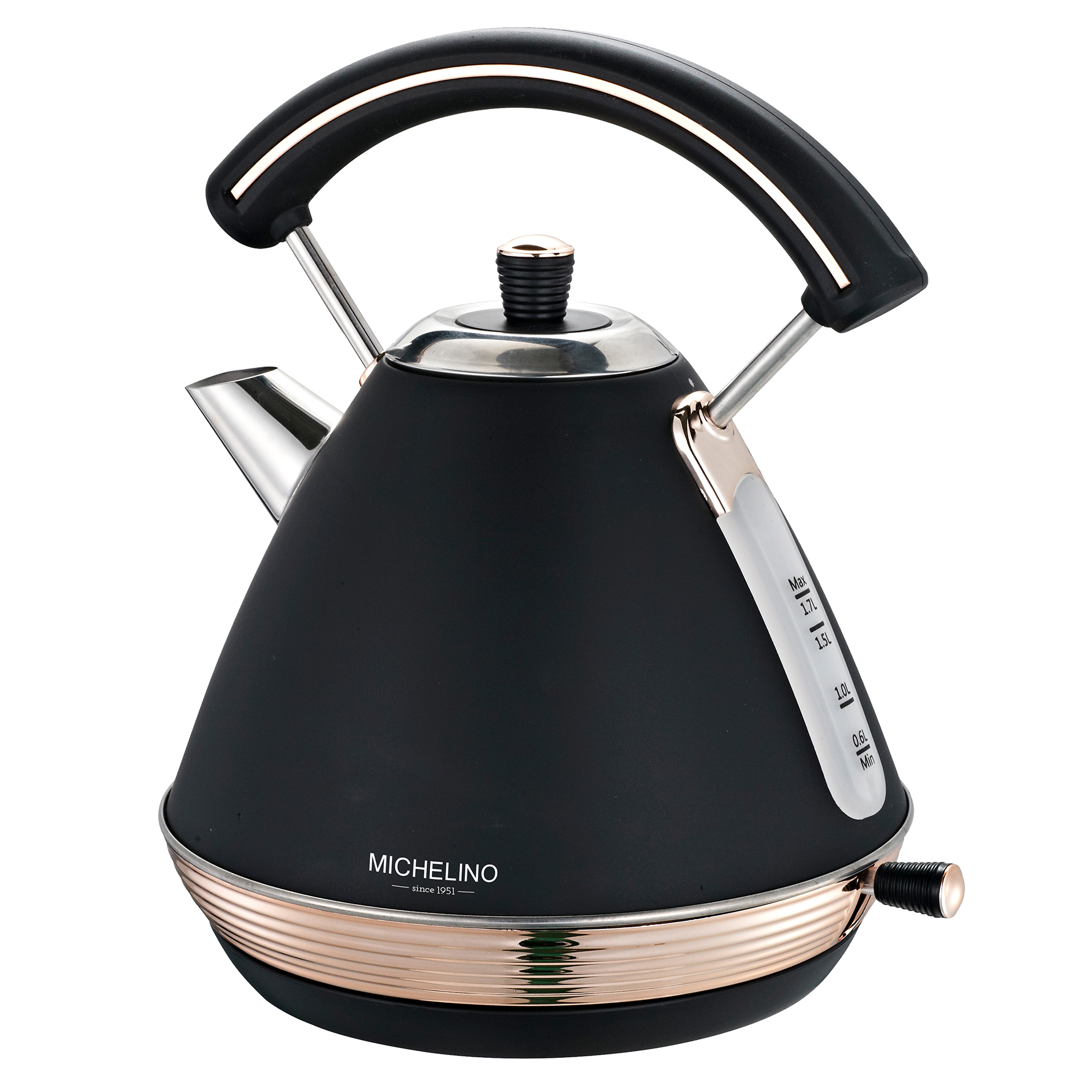 MICHELINO Wasserkocher RETRO 74294 - schwarz - Edelstahl - 1,7 Liter