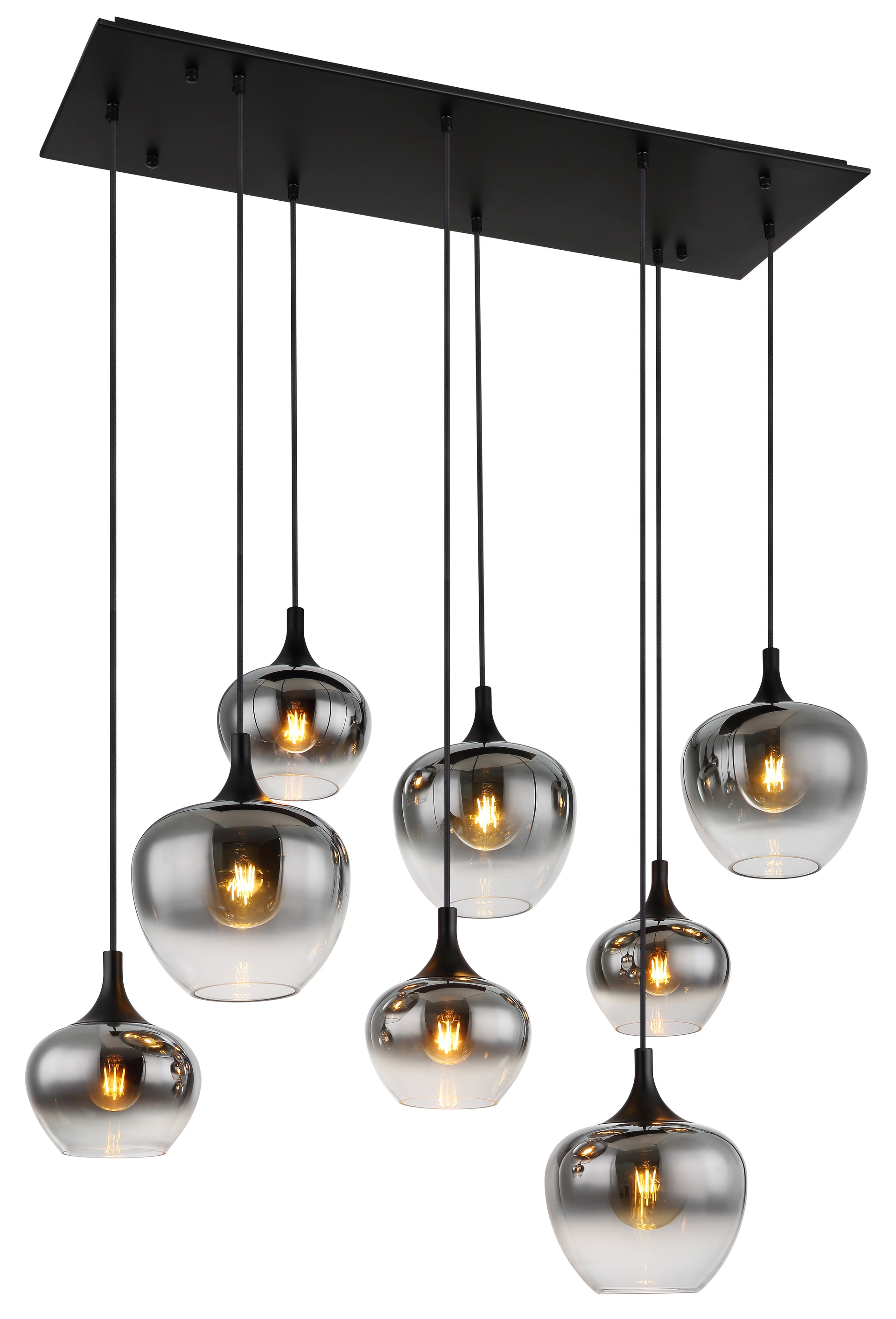 GLOBO Retrofit Balkenpendel MAXY 8-flg schwarz /Rauchfarbig