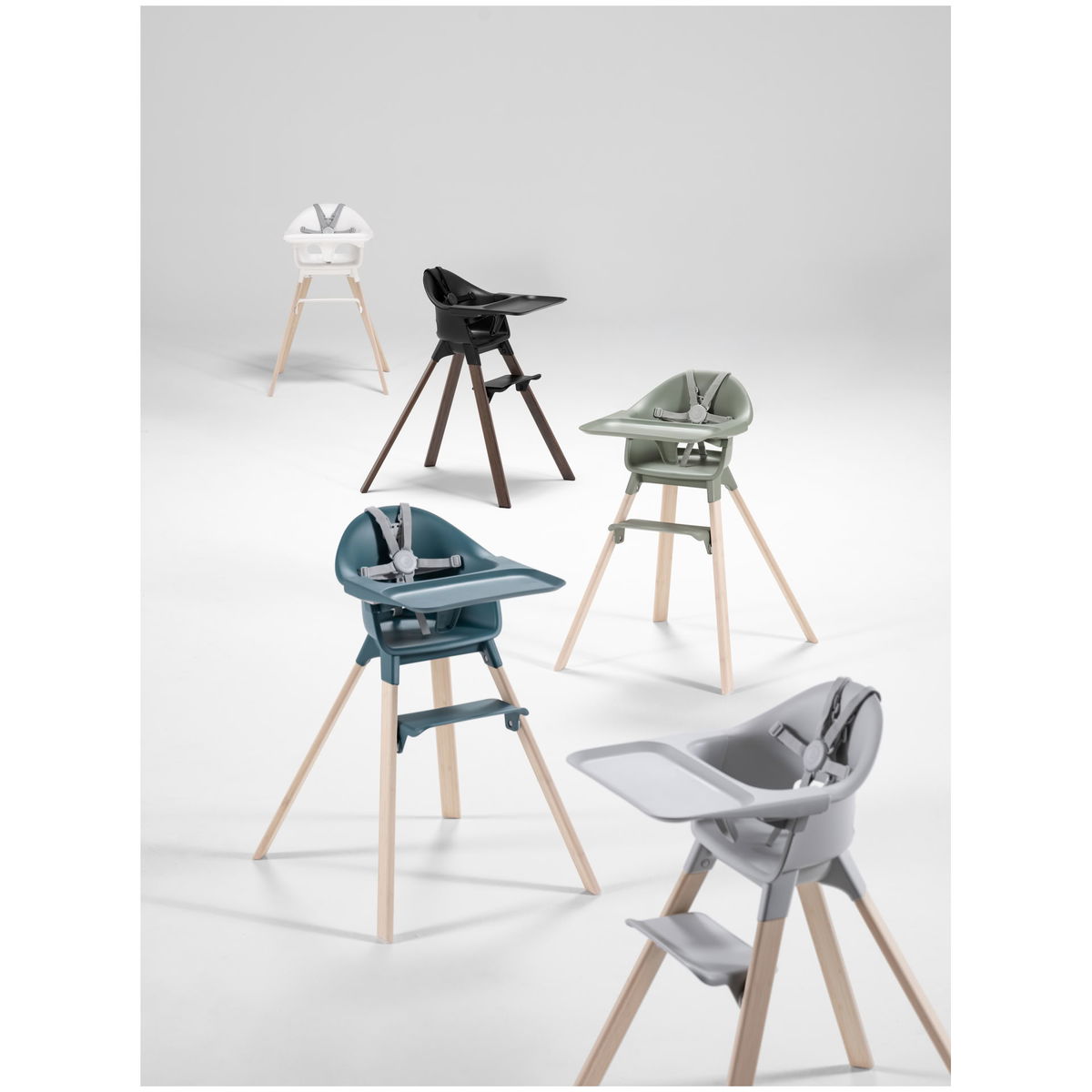 STOKKESTOKKE   Clikk Hochstuhl Bamboo mit Sitzkissen fjord blue