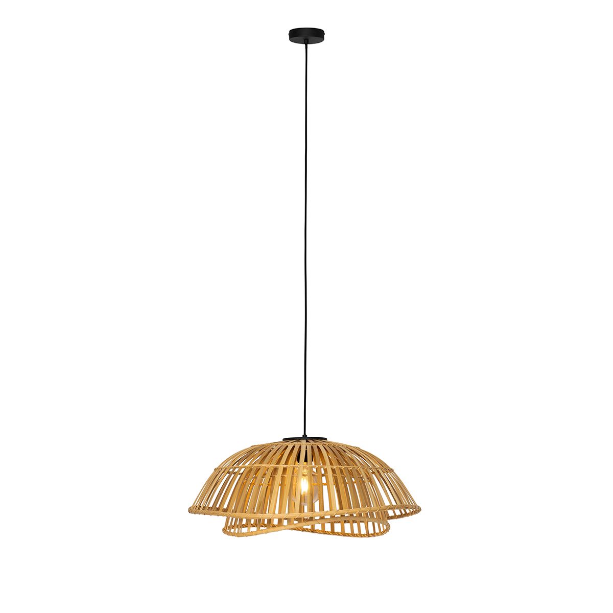 Oosterse hanglamp zwart met naturel bamboe 62 cm - Pua