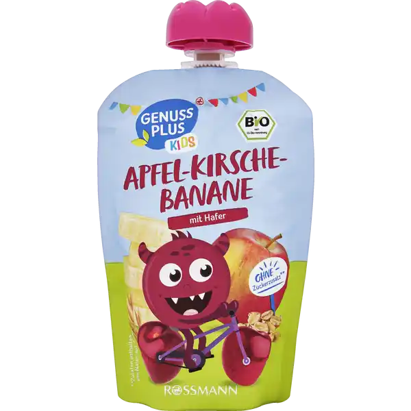 Apfel-Kirsche-Banane mit Hafer Quetschie