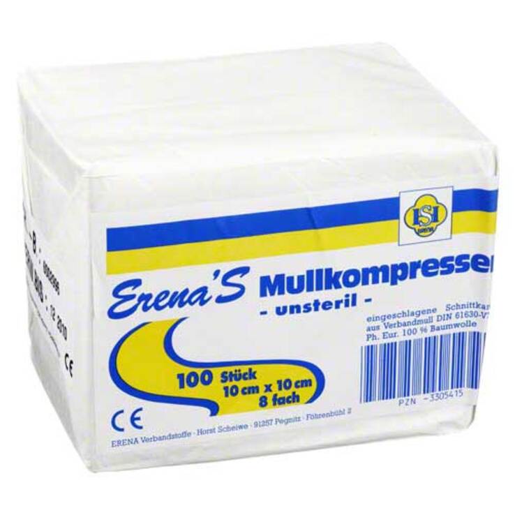 Erena Unsteril Mullkompresse 10x, 100 St
