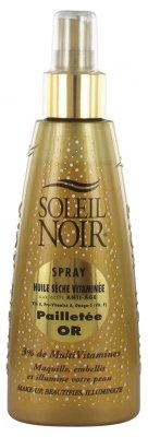 Soleil NoirSpray Huile Sèche Vitaminée Pailletée Or 150 ml