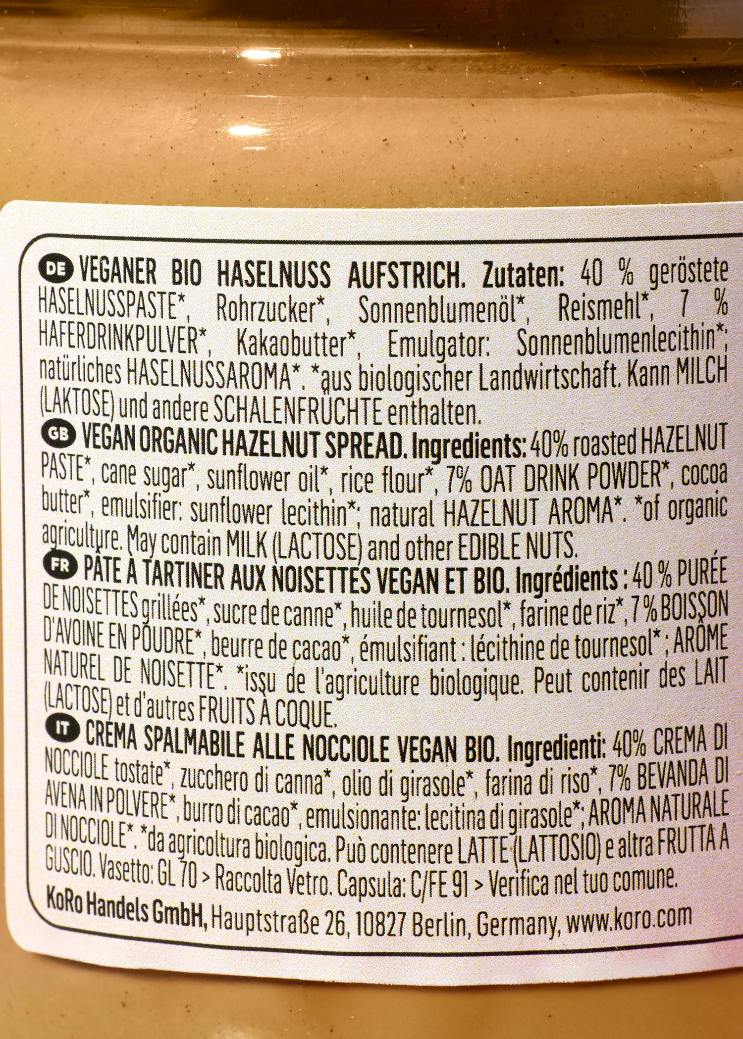 Helle Bio Haselnusscreme - Die „Buena Creme“ 400 g