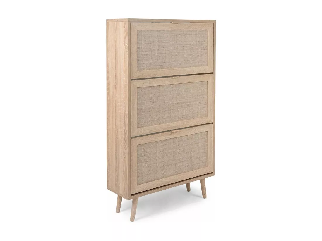 Rangement Chaussures 3 portes L70 cm - Impression Rotin - BALI