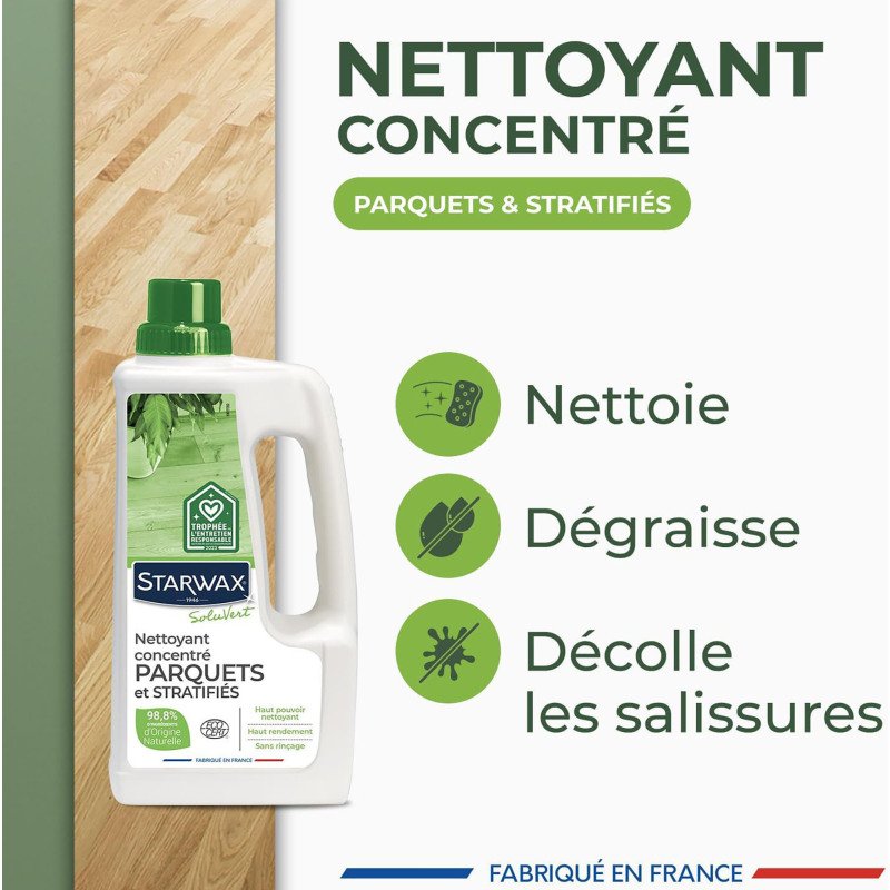 Nettoyant concentré parquet et stratifié - Label Ecocert - 1 L