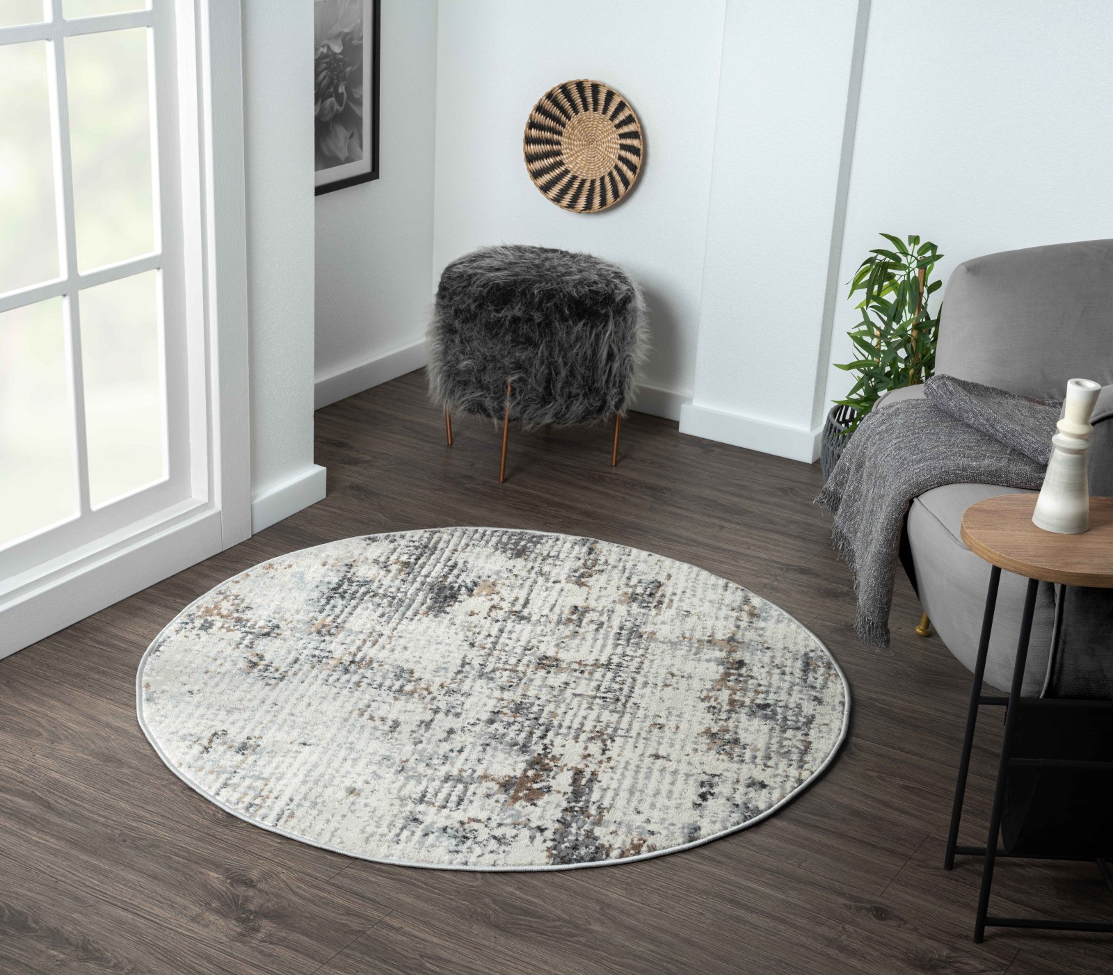 Teppich MY JOY - creme-hellgrau - rund - Ø 120 cm