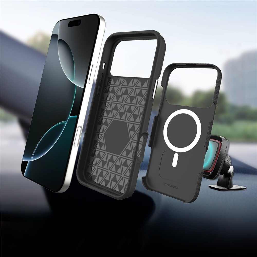 iPhone 17 Pro Max MagSafe Hybrid Hardcase Schutzhülle Grip Design - Schwarz