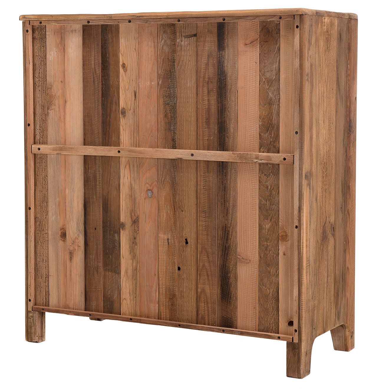 Macabane Meuble 2 tiroirs 2 portes avec tiroirs Sandy bois naturel  - 105x48x113 cm