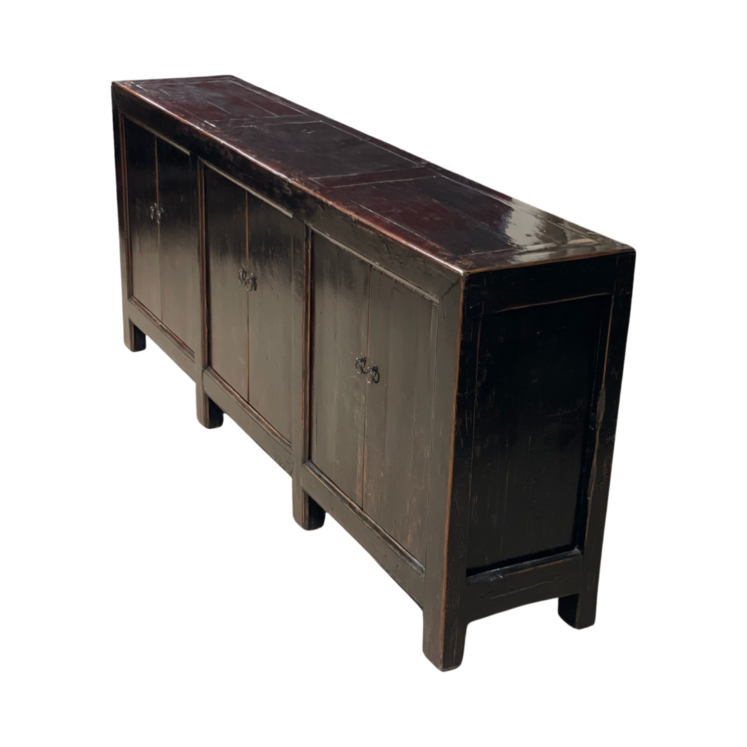 Uniek dressoir Zwart lak 6 deurs Uniek Dressoir Zwart lak 6dr 232x45x98