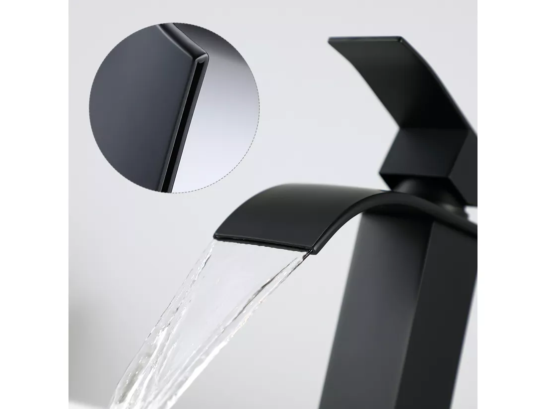 Cecipa max NOIR Robinet de Lavabo en Cascade Mitigeur en Laiton pour Salle de Bain Design Moderne,EU Modèle