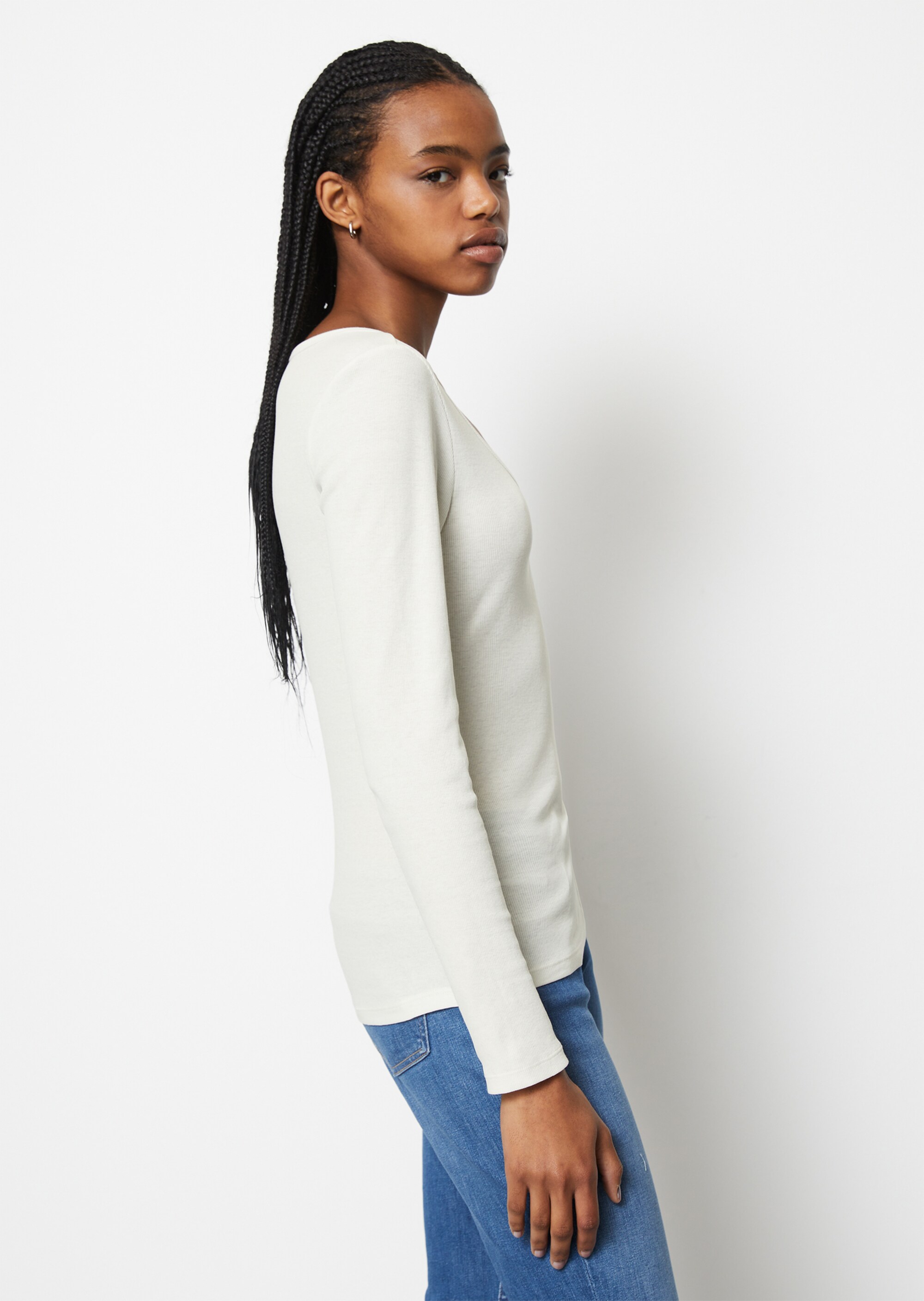 Longsleeve slimaus soft geripptem Jersey