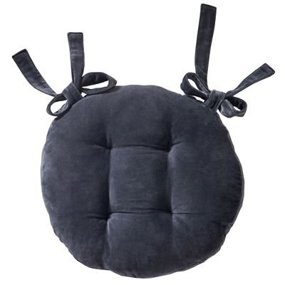 Galette de chaise ronde en velours - Lot de 2