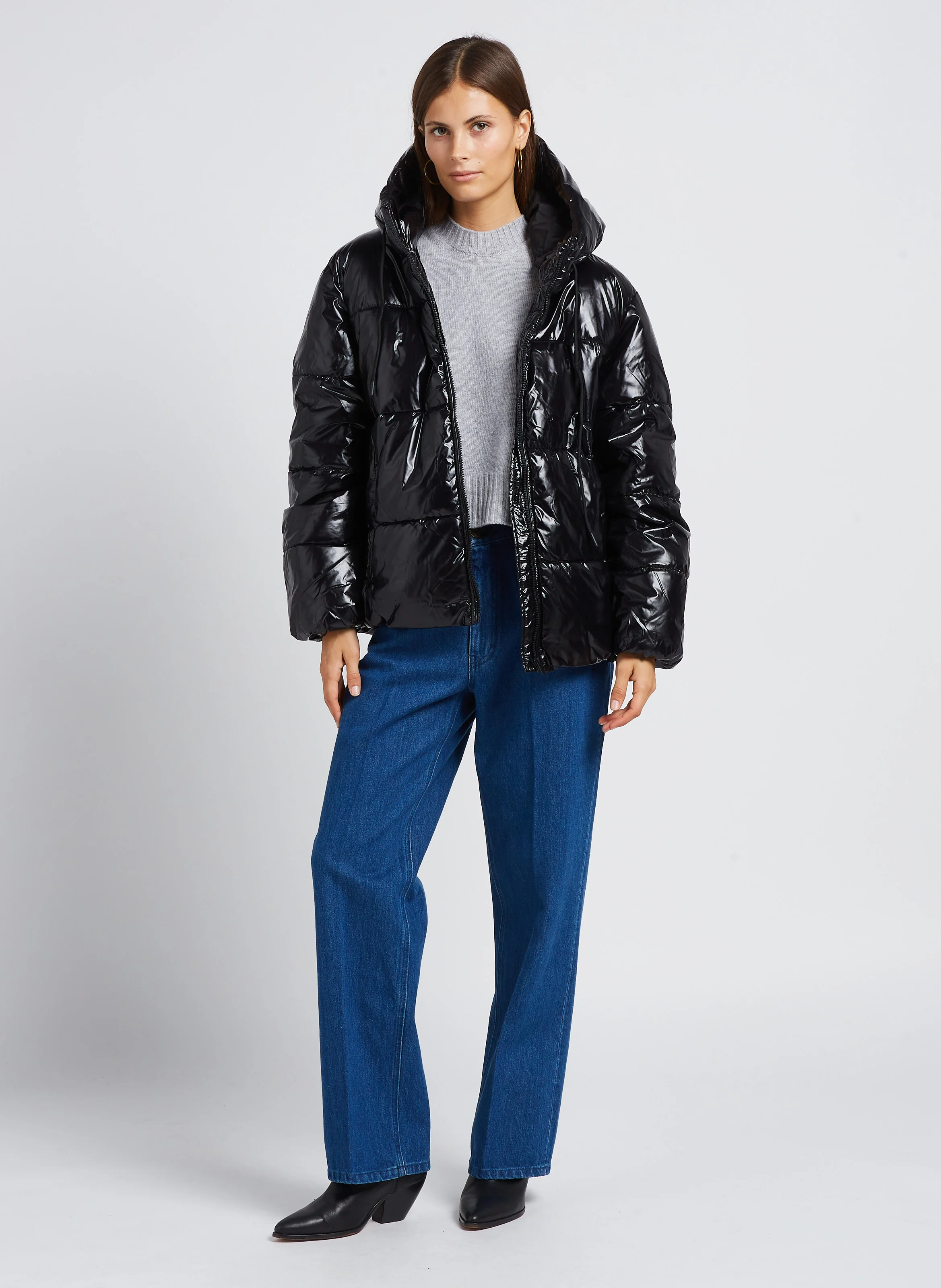 Pull oversize col rond en laine et cachemire | Gris