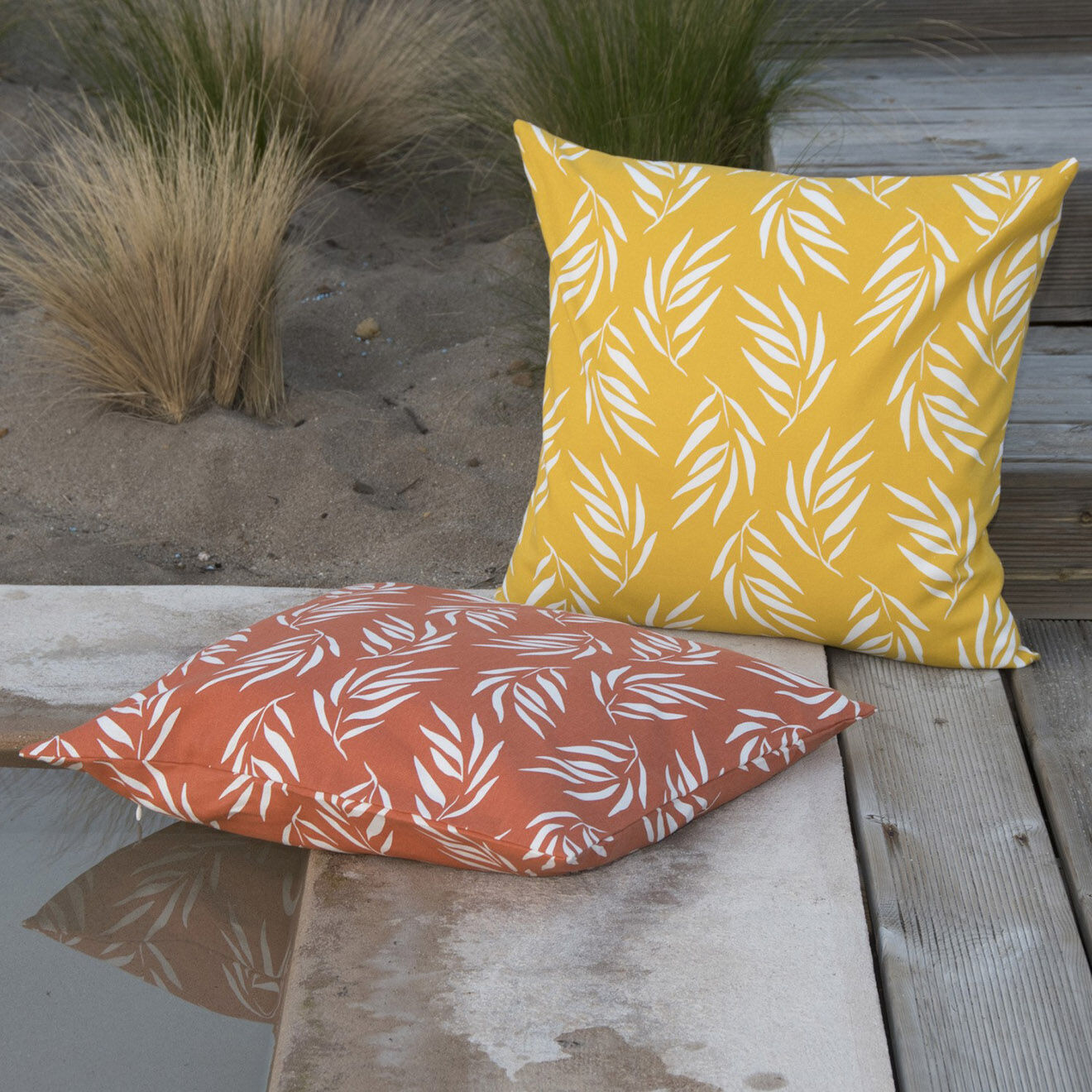 Febronie Housse de coussin d'extérieur Foliage jaune - 50x50 cm