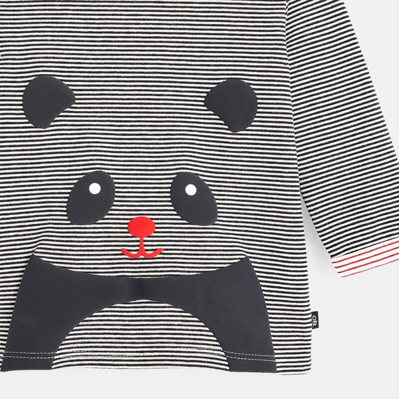 T-shirt tubique bio rayé à motif panda rouge bébé garçon Rouge