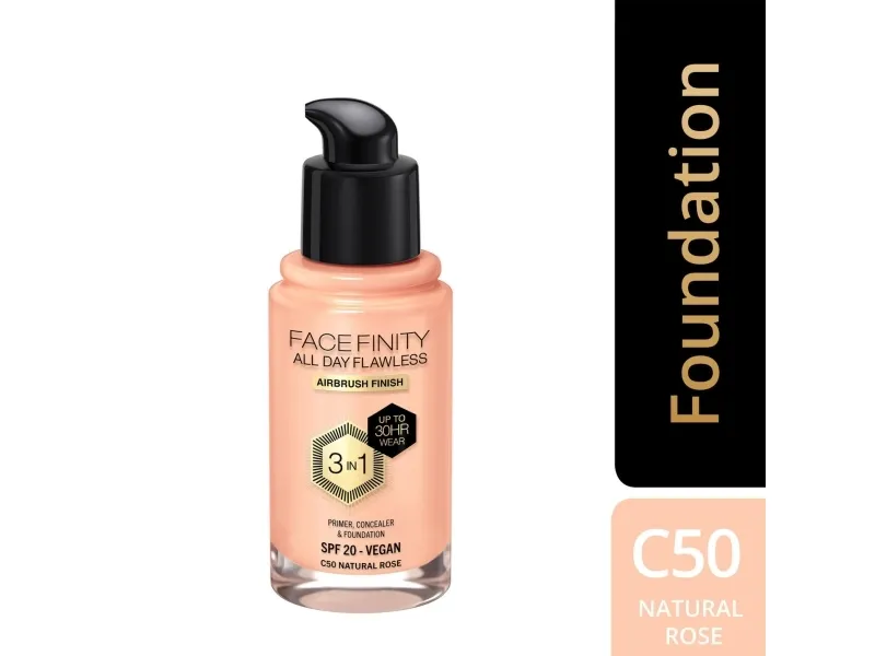 MAX FACTOR FACEFINITY All Day Flawless 3in1 Foundation No. C50 Natural Rose 30ml