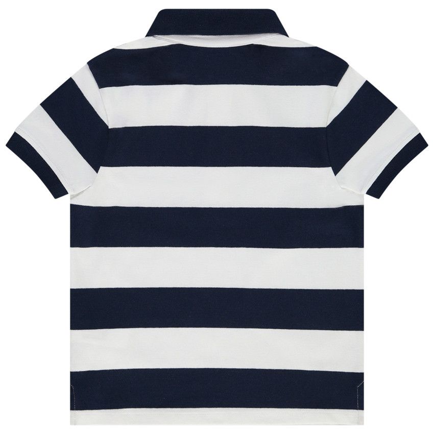 Polo manches courtes rayé broderie palmier pour garçon - Bleu marine