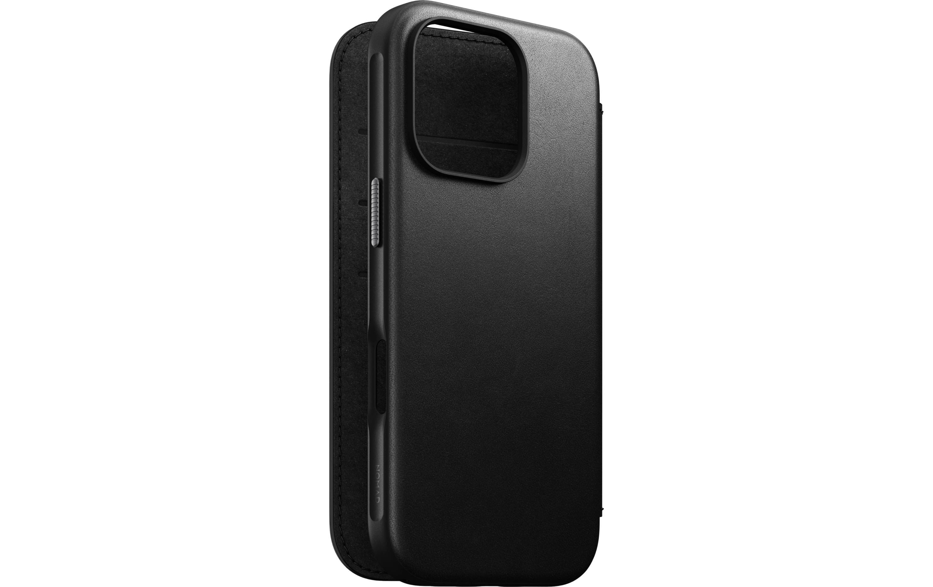 Book Cover Modern Leather iPhone 16 Pro SchwarzModernes Leder Folio für das Apple iPhone 16 Pro