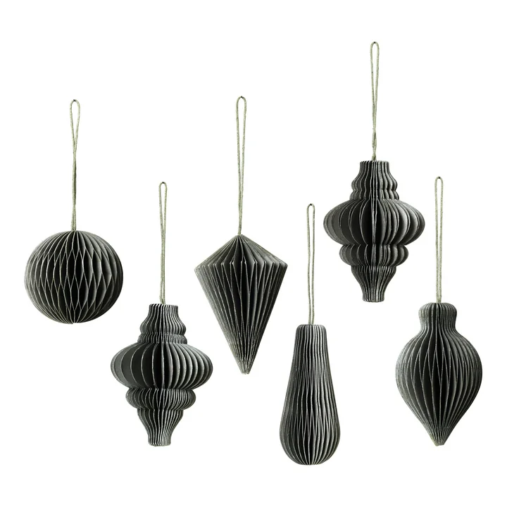 Broste Copenhagen - Christmas Mix Deko-Anhänger, Ø 5 x H 7 cm, thyme (6er-Set)