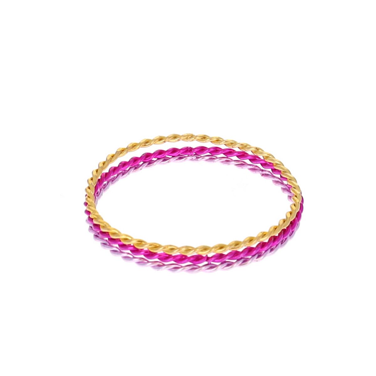 Lot de 3 bracelets torsadés rose et doré Pondie Chérie