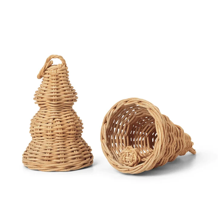 Ferm Living - Geflochtene Glocken-Kugeln, natur (2er-Set)