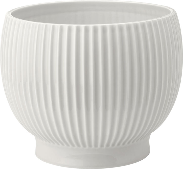 Knabstrup Keramik Knabstrup urtepotteskjuler, riller hvid, Ø 16,5 cm Ripple white