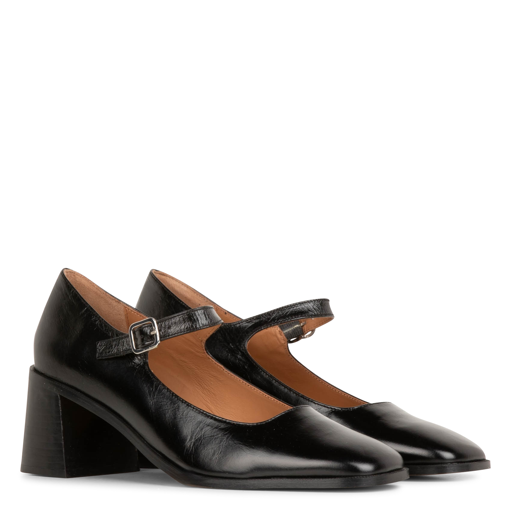 REBECCA - Babies carrées en cuir vernis | Noir