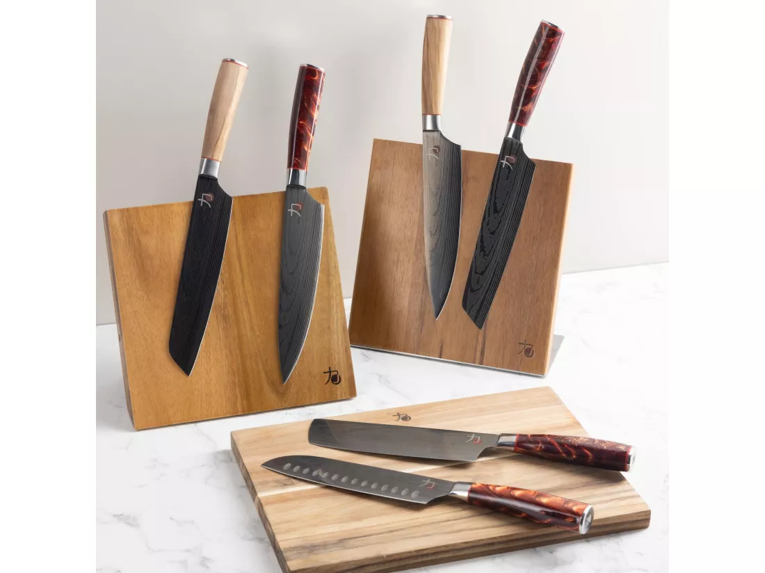 Set de 5 couteaux japonais TETSU et planche à découper 40x25x1,6cm MasterPRO