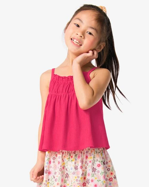 haut enfant tissu froissé rose