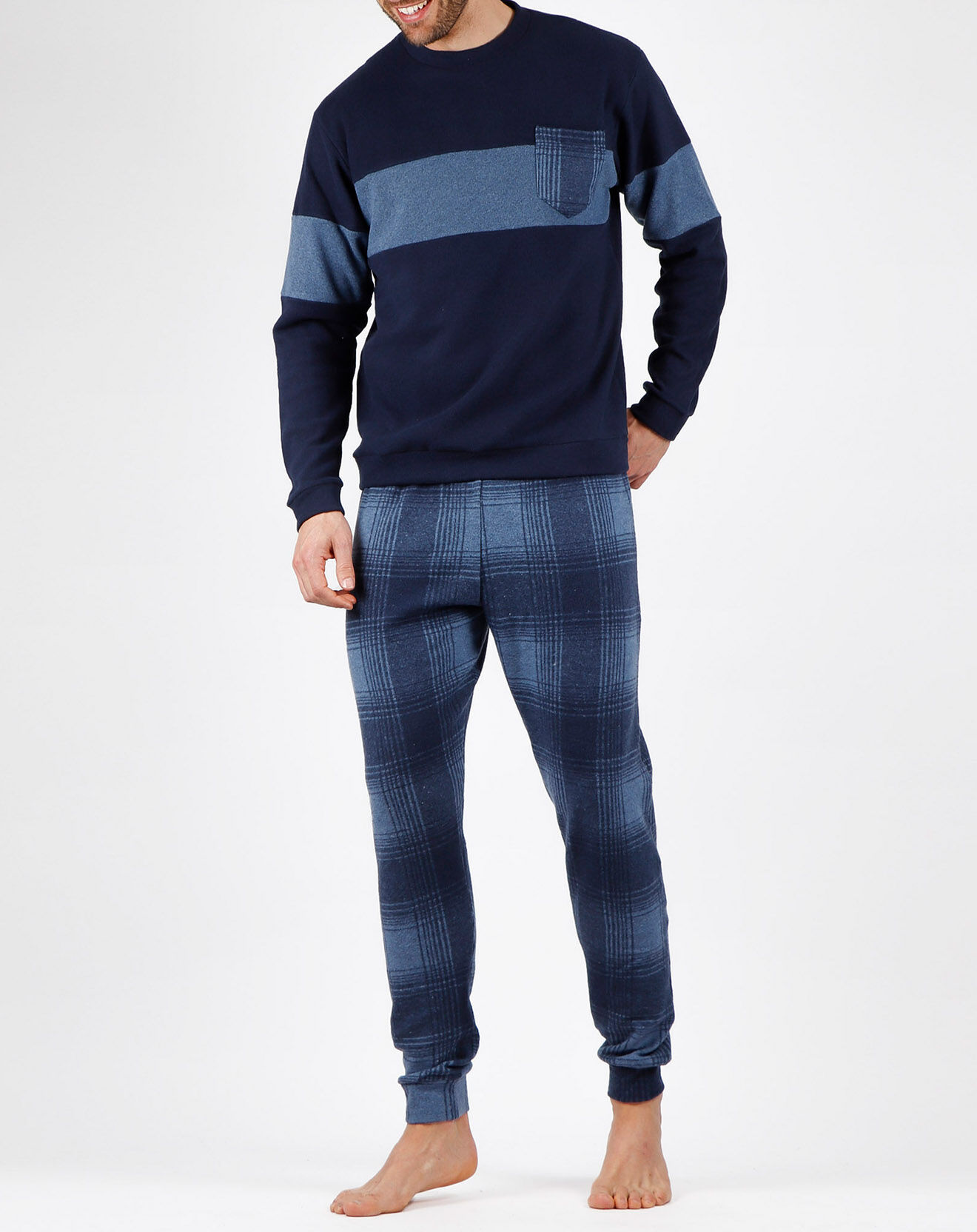 Admas Pyjama T-Shirt Manches Longues & Pantalon bleu