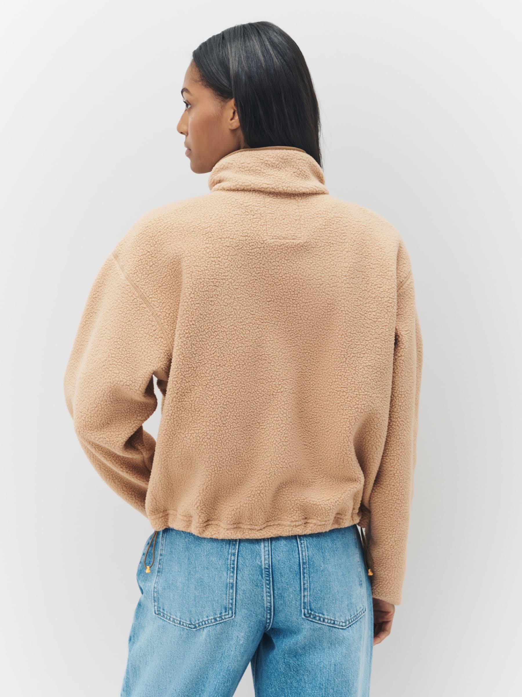 Crème/bruin - Columbia Helvetia™ II effen cropped fleece met halve drukknoopsluiting