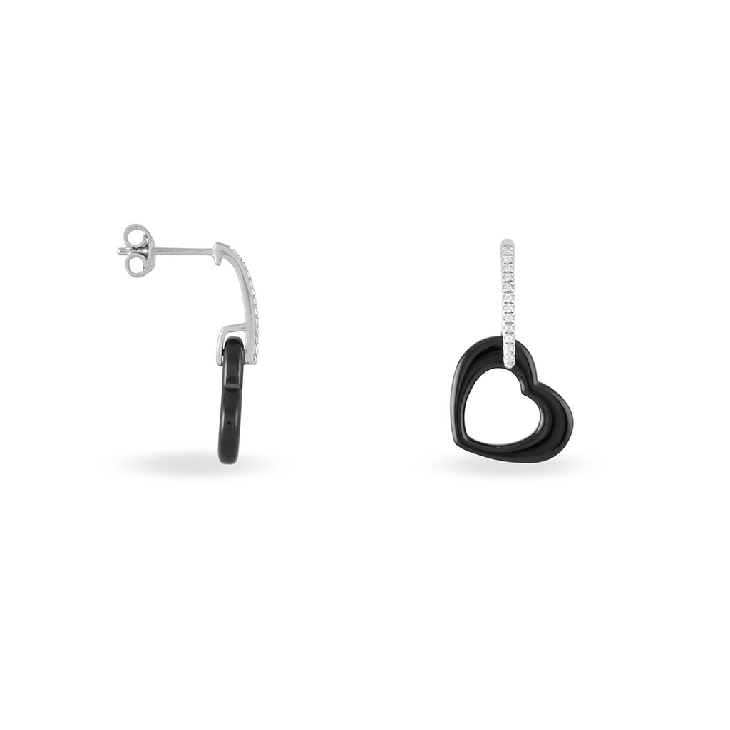 Boucles D'oreilles Pendantes Elodie Argent Blanc Oxyde Et Céramique